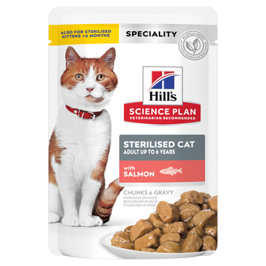Hill’s Science Plan Sterilised Cat Adult Cat Wet Food With Salmon Pouches (12x85g)